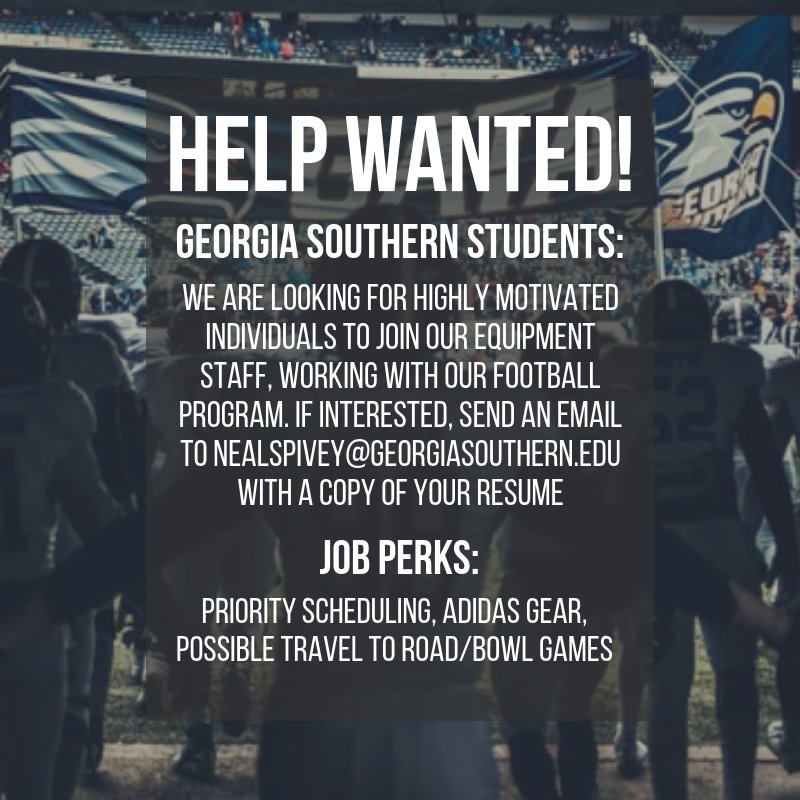 Interested in working for Georgia Southern football?? We are looking for students to join our team!
