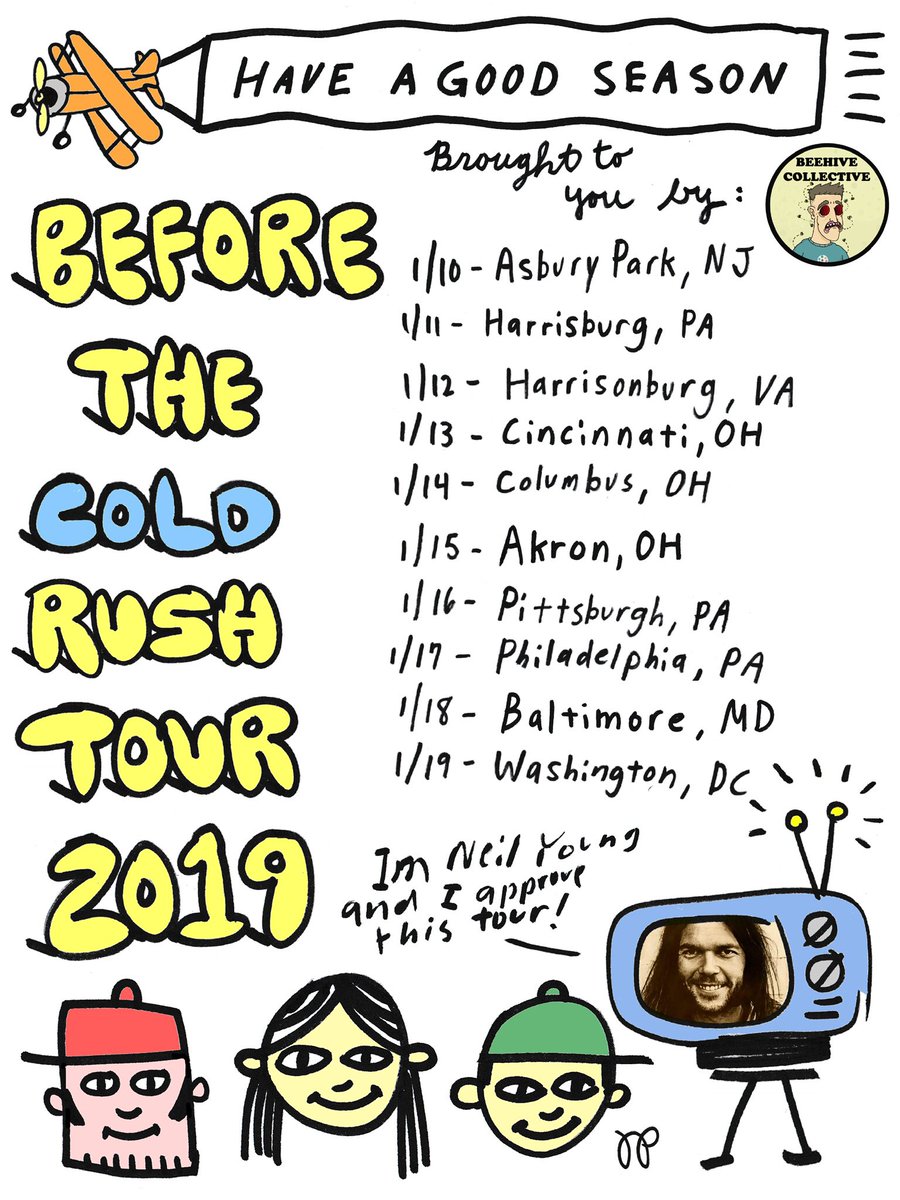 Our 10 day long “Before the Cold Rush Tour” starts TOMORROW at <a href="/beehivecoll_nj/">Beehive Collective</a> ‘s 1 year anniversary show! 💕 We got shirts, vinyl, bootleg CDs, pins, stickers, and some of Nic’s art prints all available tomorrow, LET’S ROCK 🔥 Event Page: facebook.com/events/3511933…