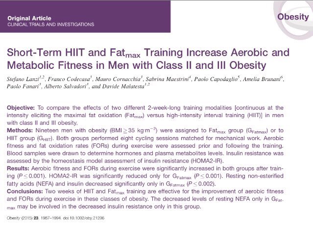 pacolopez_pt's tweet photo. Entrenar HIIT o entrenar a la intensidad de FATmax aumentan la aptitud aeróbica y metabólica en hombre con obesidad tipo II y III 

#HIIT #FATmax #Obesity https://t.co/2sVFe0yMRl