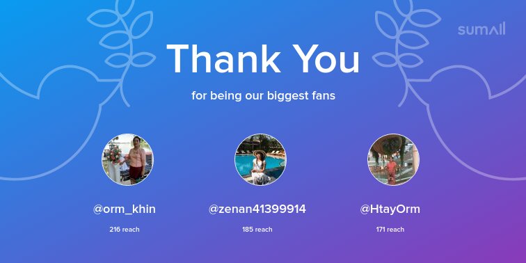 KOrium's tweet photo. Our biggest fans this week: @orm_khin, @zenan41399914, @HtayOrm. Thank you! via https://t.co/wt72XxvbfS https://t.co/V6faCFR8Hf