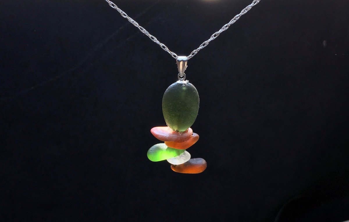 my #etsy shop: Beautiful flawless surf tumbled rare Seaglass pendant   Drilled , Pinned , Epoxied , Balanced , Perfect mini cairn #jewelry #necklace #porcelainseaglass #handmadeart #redseaglass #seaglasspendant #authenticseaglass #blackseaglass #wirewraps etsy.me/2VFOMTn