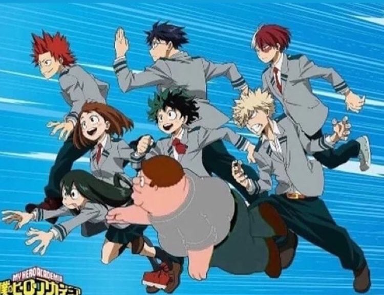 explodedquirk's tweet image. My hero academia family guy #bnha #MyHeroAcademia #BokuNoHeroAcademia #FamilyGuy #Memes #AnimeMemes #anime