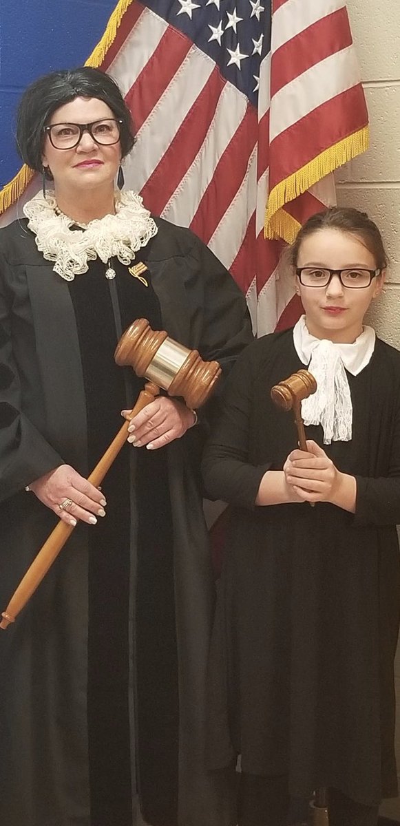 PBIS Spirit Week. Dress as your Hero. Dr. Principal Page &amp; Zoe Wilson honoring Supreme Court Justice, RBG. Justice Ginsberg is the force behind paid medical leave, equal pay for men and women, ensured widows &amp; kids are supported by Social Security, and more.
