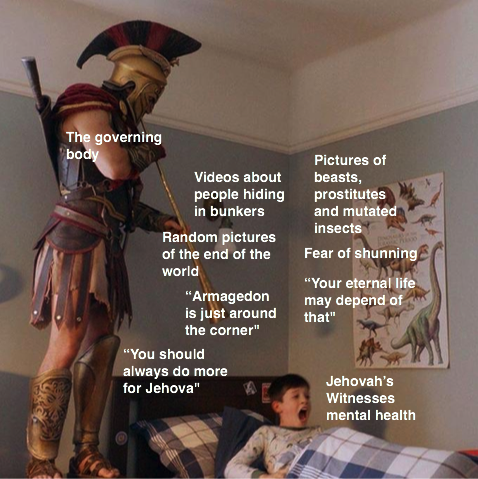 exjwmeme's tweet photo. @cedarsjwsurvey There is no shortage of evidences that being member of the #JehovahsWitnesses can have a severe impact on one's mental health

https://t.co/9fOMU8KOYl

#exjw #shunning #stoptheshunning #meme #exjwmeme #governingbody #bible #jesus https://t.co/TUiD0tgKsq