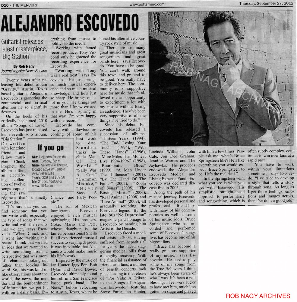 Happy birthday to Alejandro Escovedo. Rob Nagy Archives    