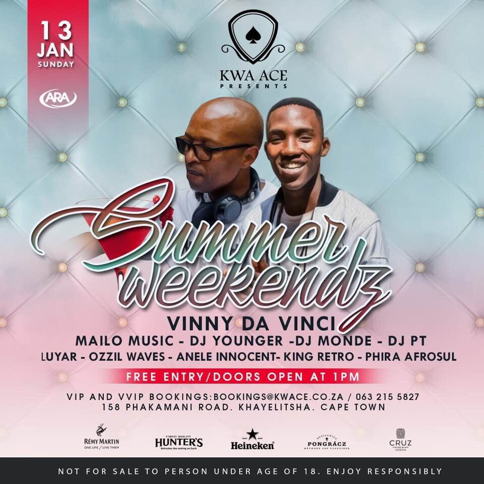 VinnyDaVinci's tweet photo. MY GIG UPDATE!!!
Sunday 13 January 2019
@ KWA ACE in Khayelitsha Western Cape
#SummerWeekendz
#WeLoveHouseMusic #ExpensiveMusic #DaDeepIsGonnaGetcha https://t.co/2gqk9RPrX0