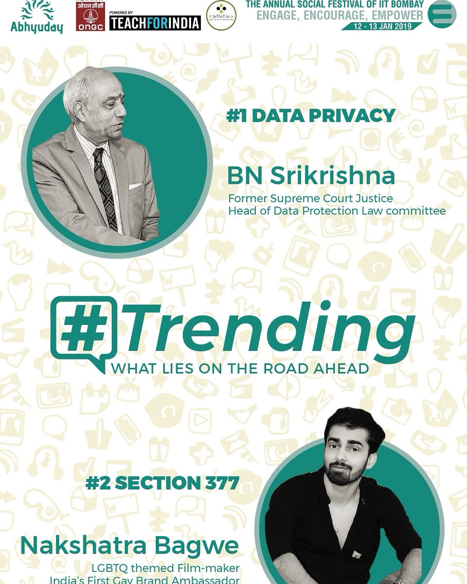 Former Supreme Court Justice and Head of Data Protection Law Committee BN Srikrishna and India’s First Gay Brand Ambassador Nakshatra Bagwe are going to speak about ways to prevent Natural Calamities , LGBTQ awareness and so many more.
Register yourself at abhyudayiitb.org/fest_2k19