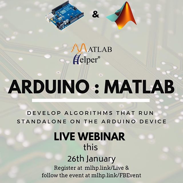 MATLABHelper's tweet photo. Play with Arduino and MATLAB with a MATLAB Helper Live Session this 26th Jan. Check event details at https://t.co/uZuZ3r3mNa #Arduino #MATLAB #MATLABHelperLive https://t.co/sahNaSpSxy