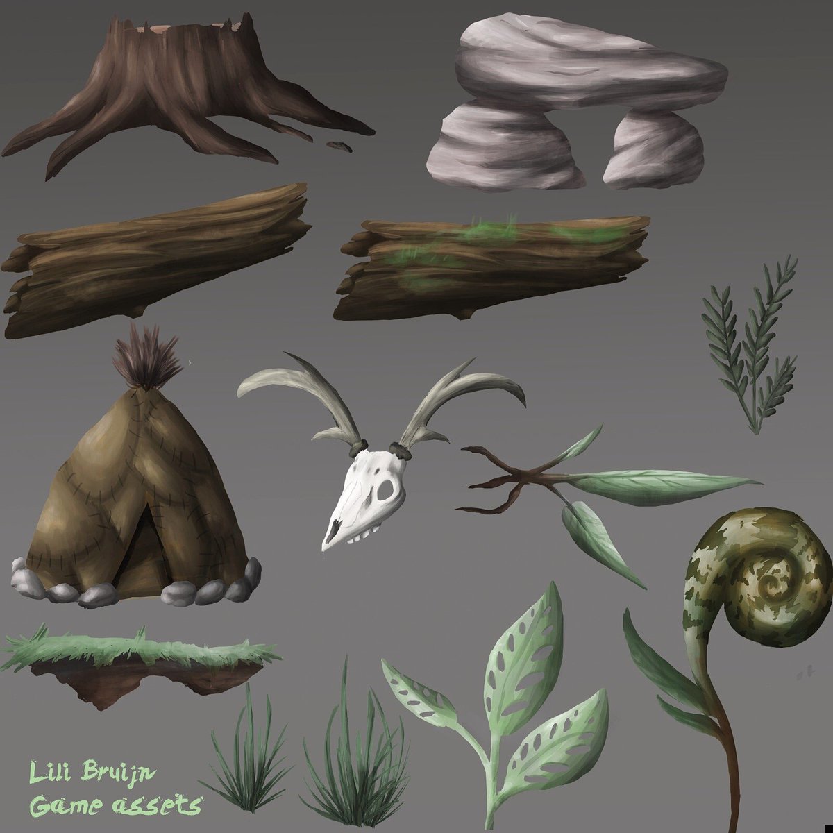 LowpolyLili's tweet photo. 2D game assets for a side scroller game. #gameart #gameartist #gameassets #2D #digital #digitalart #digitalassets #sidescroller #games #handpainted #artstyle #art_attack #nature #environment #environmentart #environmentassets https://t.co/BIVonqAKNQ
