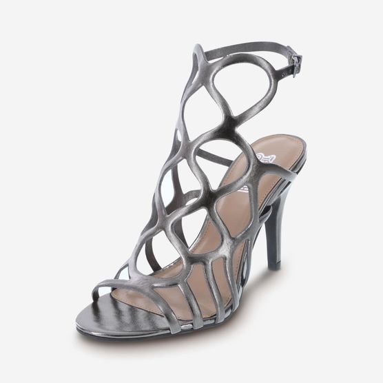 Admiralcollect's tweet photo. WOMEN'S MYST CAGED HEEL

Size US 7-13 

Smooth, shiny, metallic straps with chopout styling.
Open toe with an adjustable ankle strap
Soft lining and a padded insole.
Almost 4 1/4" wrapped, slender heel ona sturdy, rubber outsole.
https://t.co/Bd4jz9FlFv https://t.co/YMKUFHe60d
