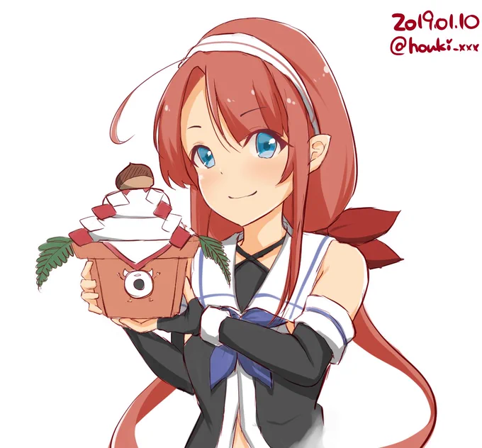江風「明日の鏡開き、忘れンなよ!」#艦これ版深夜の真剣お絵描き60分一本勝負#艦これ版真剣お絵描き60分一本勝負_20190110 