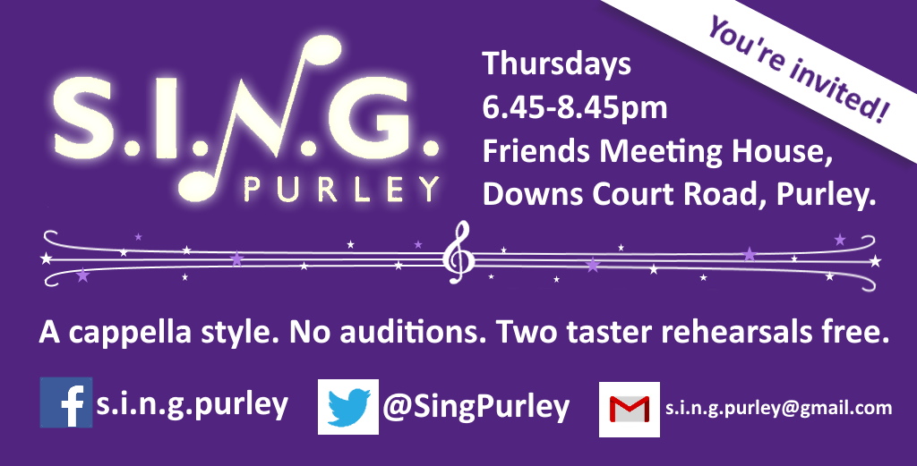 SingPurley's tweet photo. It's our 10th birthday! New term starts tonight, so join us and kickstart your new year's resolution to *finally* join a #choir. :) #Purley #Croydon https://t.co/tkbnGfdo7S