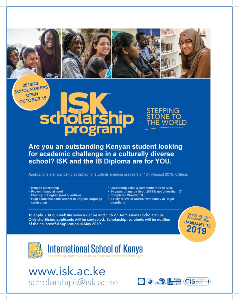 The ISK High School Scholarship Program: A Stepping Stone to the World! 
Email: scholarships@isk.ac.ke or visit our website for more information-isk.ac.ke/admissions/sch…
#iskscholarship #steppingstonetotheworld #ISKLions