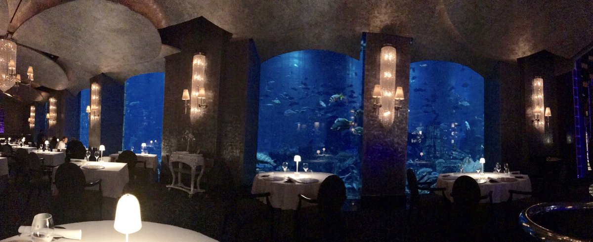 tssorcinelli's tweet photo. #Extraordinary #dinner #Ossiano @ATLANTIS #Perfect in every #way! Bravo #ChefGregoireBerger and the team. #Unique #diningroom #AmbassadorLagoon #TheLostChambersAquarium @visitdubai #FineDining #LuxuryHotels https://t.co/KgHNOY93VU