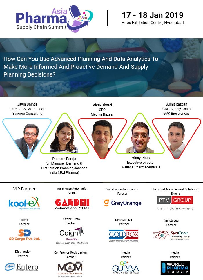 Meet our Expert Panel who will be sharing insights on Advance Planning and Data Analytics at Asia Pharma Supply Chain Summit on 18th January 2019 <a href="/syncoregroup/">SynCore Consulting</a> <a href="/infinity_expo/">Infinity Expo</a> <a href="/AASLogistics/">AAS Logistics</a> <a href="/RamcoLogistics/">Ramco Logistics</a> <a href="/TOIHyderabad/">TOI Hyderabad</a> 
#asiapharma #logistics #pharma #Transportation