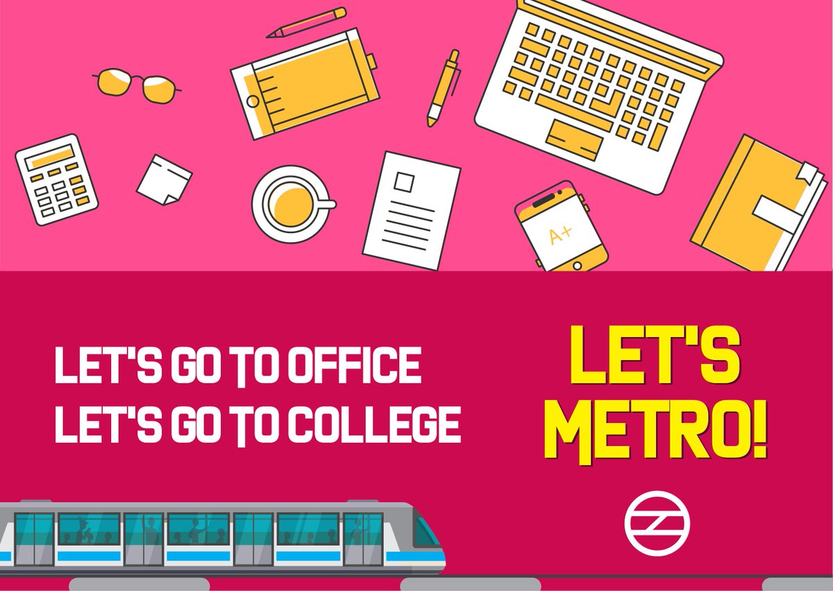 OfficialDMRC's tweet photo. Let's Go To Office
Let's Go To College
#LetsMetro https://t.co/gKaXUoa3pG