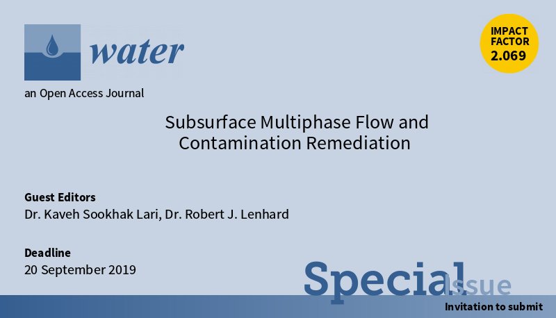 Water_MDPI's tweet image. #mdpiwater Special Issue "#Subsurface #MultiphaseFlow and Contamination Remediation" at: mdpi.com/si/22049 is online. Looking forward to your contribution!