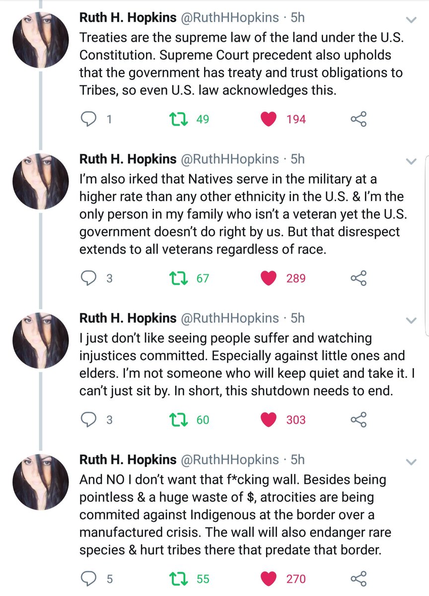 The suffering inflicted across the #USA by #Trump's #GovernmentShutdown (from #TribalLands, #Coast2Coast, to falsely focusing our attention on an already militarized/walled S. #Borderlands) is strikingly illustrated by @RuthHHopkins. The President has moved beyond creating (1)