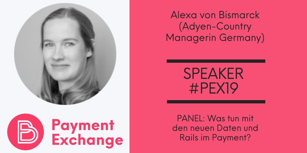 paymentbanking's tweet photo. Proudly presenting our #PEX19 Speakers. @AlexaBismarck Country Manager Germany @Adyen will talk about #data and #payment #rails...we're so excited! 24./25. January, @SohoHouseBerlin
#paymentexchange #we❤️ payments #conference #berlin https://t.co/nwM0RoOU45