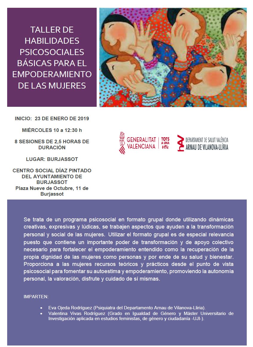 GVAdsarnau's tweet photo. La Comisión de violencia de Género del departamento @GVAdsarnau impulsa  Taller de empoderamiento para mujeres  en riesgo, vulnerables o que estén sufriendo violencia de género Centro Social Díaz Pintado de @Ayto_Burjassot, derivación es a través de las trabajadoras sociales https://t.co/h6fzQmu5wz
