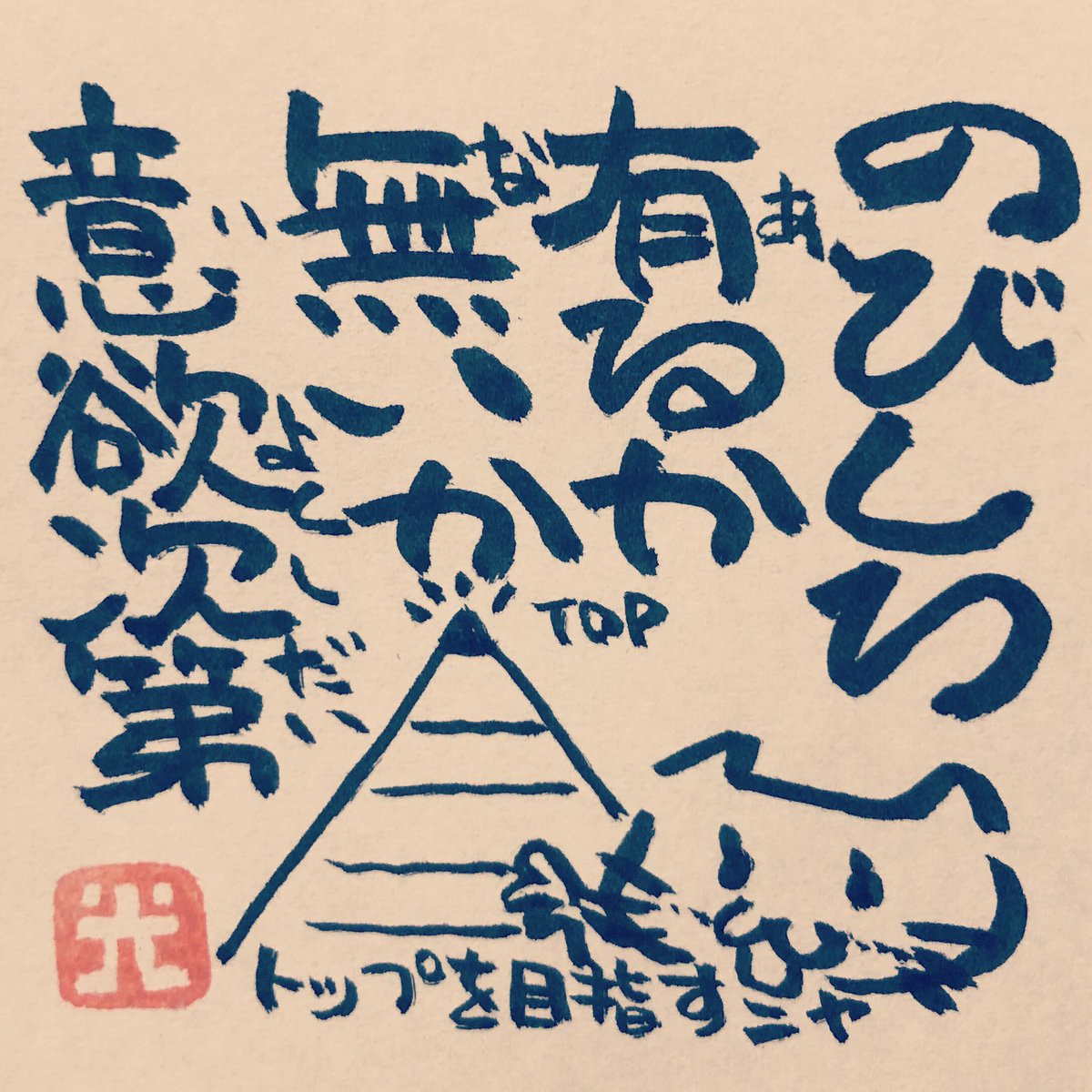 松本良光 در توییتر やる気さえあれば どこまでも可能性は広がっていく ５秒で仏教 仏教 法話 ５秒で読める ネコイラスト 手書き 筆ペン画 毎日仏教 心のサプリ 心のサプリメント 手書きツイート お寺 お寺の掲示板 名言集 本門佛立宗 隆宣寺 のび