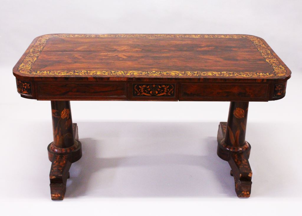 JNAuctioneers's tweet image. An early C19th #Rosewood and #Marquetry #librarytable @JNAuctioneers #fineantiqueauction JAN 24 . EST: £2,000-3,000.