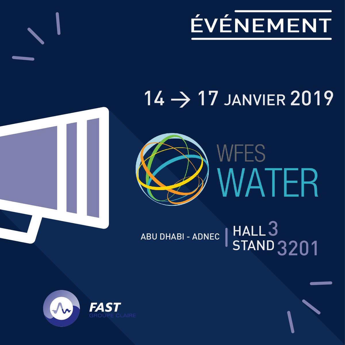 FAST_GmbH's tweet photo. Venez à la rencontre de notre équipe au salon WFSE à Abu Dhabi du 14 au 17 Janvier prochain🔹Hall 3 - Stand 3201🔹
Pour vous inscrire : https://t.co/5qyuMlfETk https://t.co/Q4rsTfQI9M