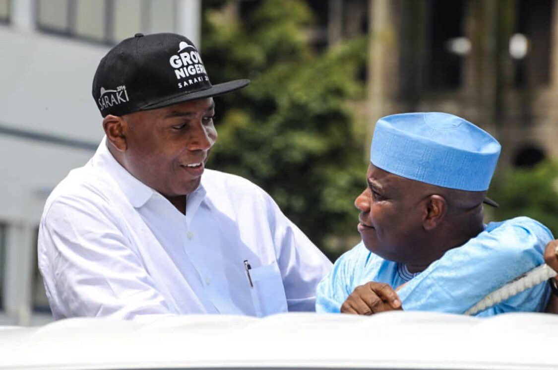 bukolasaraki's tweet photo. Happy 53rd Birthday to my brother and friend, the Governor of Sokoto State, Rt. Hon. Aminu Waziri Tambuwal, Mutawallen Sokoto. I pray that Almighty Allah will continue to bless, guide, protect and preserve you now, and always! Amin. https://t.co/fTEBcFq6rq