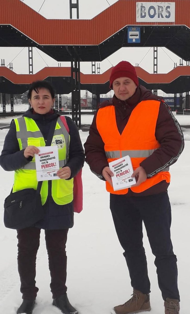 Ziua 1 &amp; 2 din acțiunea de informare. Mai mult de 500 șoferi profesioniști(camioane, autocare, autobuze) din parcări, baze auto &amp; Vama Borș cât și pasagerii lor au fost informați despre propunerile periculoase din #MobilityPackage pentru schimbarea timpilor de odihnă și condus.