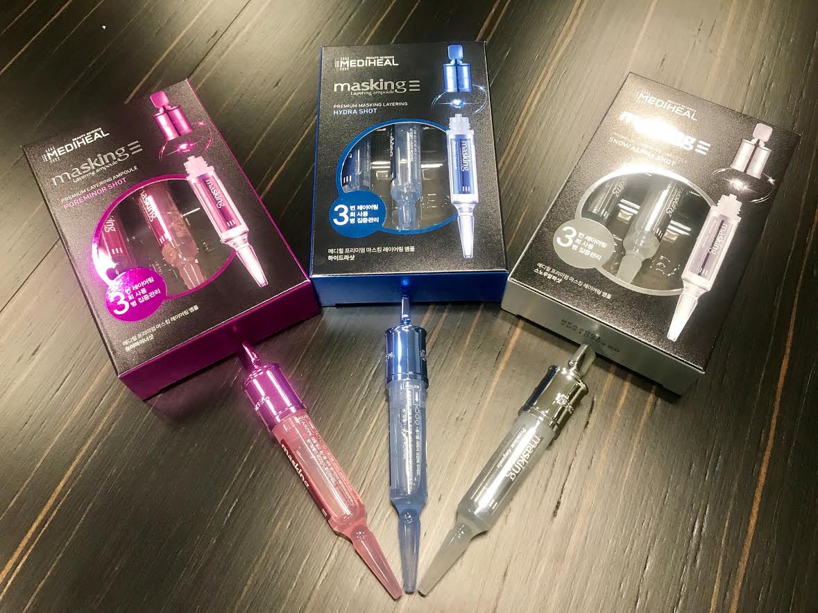 Beauty Navi 韓国 で話題の メディヒール マスキングレイアリングアンプルショット シートパックに含まれている美容液成分をダイレクトに肌に馴染ませるから より浸透力が高く 効果的 青は美白 保湿 紫は毛穴 弾力 緑は鎮静 保湿の効果が