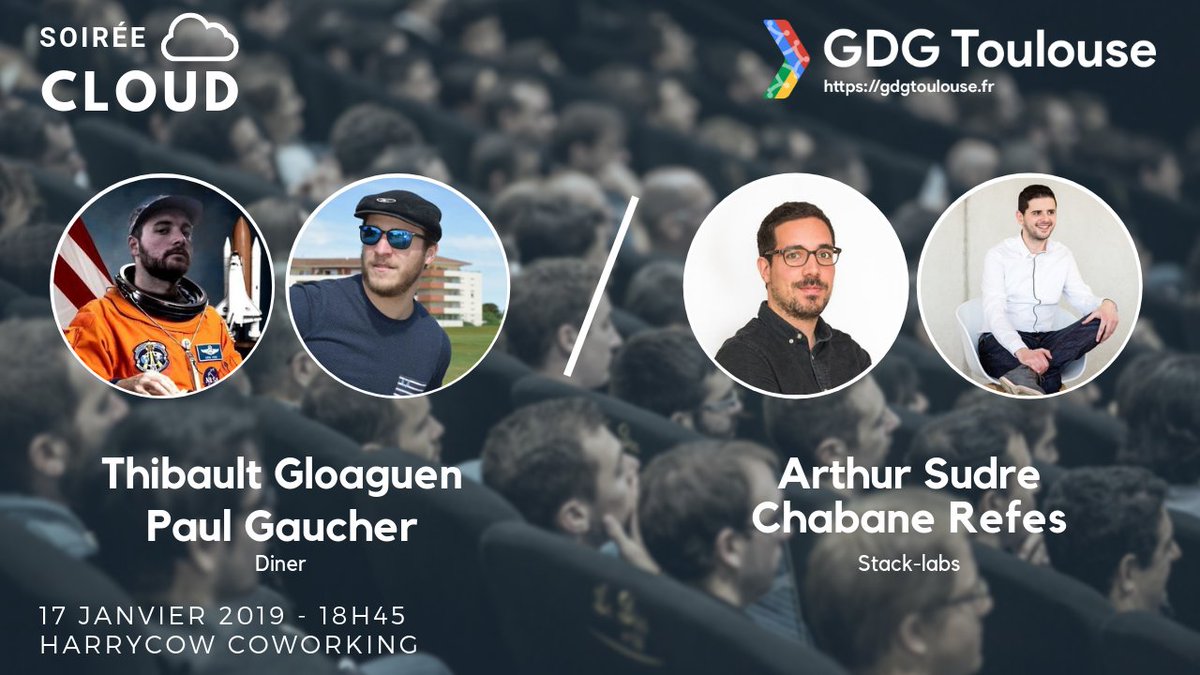 GDGToulouse's tweet photo. Semaine prochaine nous aurons le plaisir de vous présenter une soirée Cloud ☁️ avec @tgloaguen @ThaPaulizzle @ASudre @ChabaneRefes chez nos amis d'@HarryCoworking!
Inscriptions: https://t.co/mtTbfCljnt
Sponsors: @InformatiqueBP, @stack_labs, @MonkeyPatch_io &amp; @Pictarine https://t.co/MD038f0j3y