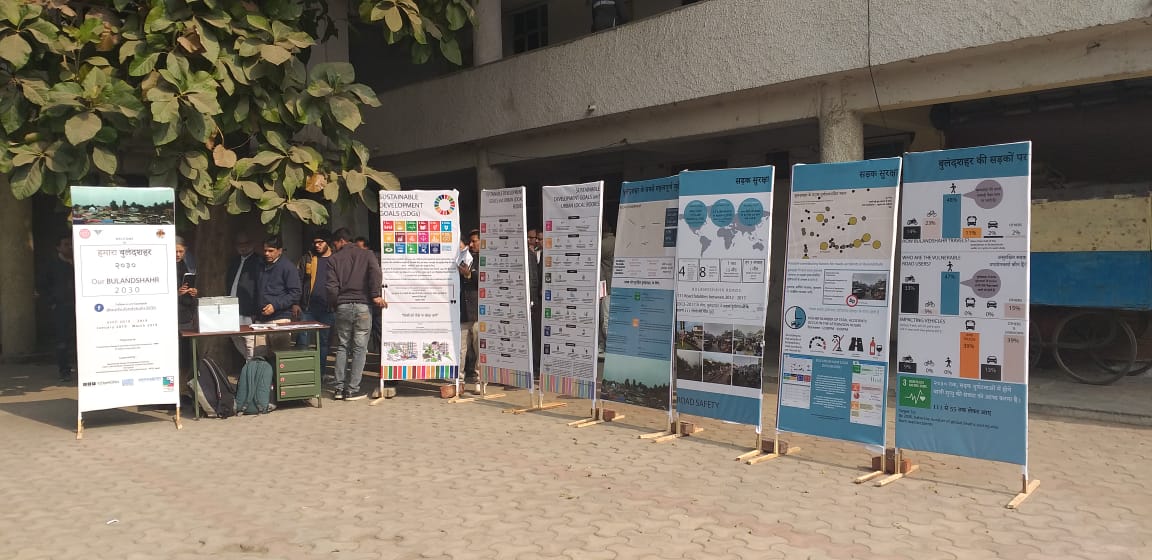 ruchvarma's tweet photo. Yay! Our Bulandshahr 2030, a travelling exhibition has been launched at #BKDA to discuss the role of #SDGs in #planning and #design of the #city and engage #citizen feedback. Organised by #TRIPP @iitdelhi and supported by @hiteshvaidya, @UNHABITAT #OpenCitiesInstitute @CSFData https://t.co/LT6GzxABvx