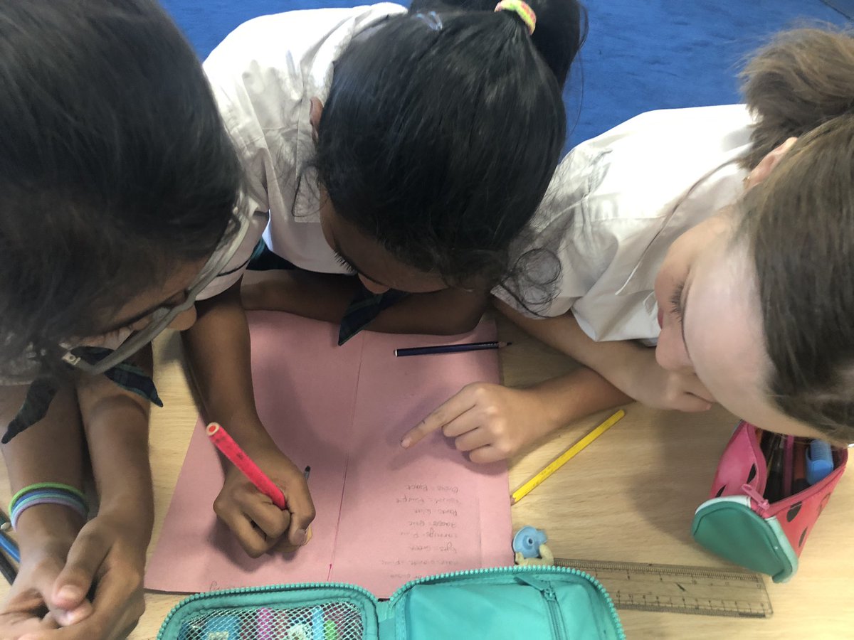 JPS_French's tweet photo. We saw some fantastic collaboration in Year 5 this week as teams worked together to listen to character descriptions and draw the character! Super recall of words from last year as well as the new vocabulary! #JPSfrench #JPSyear5 https://t.co/w29r9imDOM