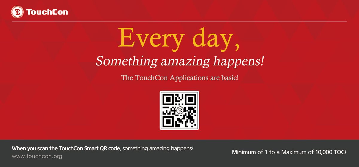 TouchconInfo's tweet image. 평범한 한 장의 홍보 바우쳐가  모든 사람의 마음을 요동치게 합니다!!! 터치콘의 가치가 $1이라면 스캔으로 1만 TOC를 획득!! 무려 $10,000!!!
An Smart QR Code voucher will shake everyone's mind !!! If the value of the touch cone is $ 1, you get 10,000 TOC by scanning! $ 10,000 !!!