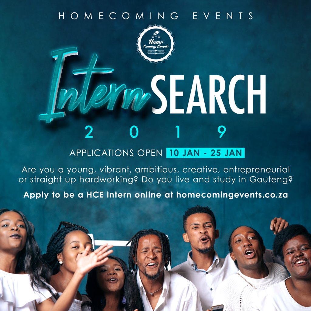 HomeComingEvent's tweet photo. Applications for our 12 month Internship Programme are now open on https://t.co/PnDIz7iGvP
Apply online if youโre looking to shift the culture in 2019 ๐๐พ
#HCEInternSearch https://t.co/aOU67RIZR8