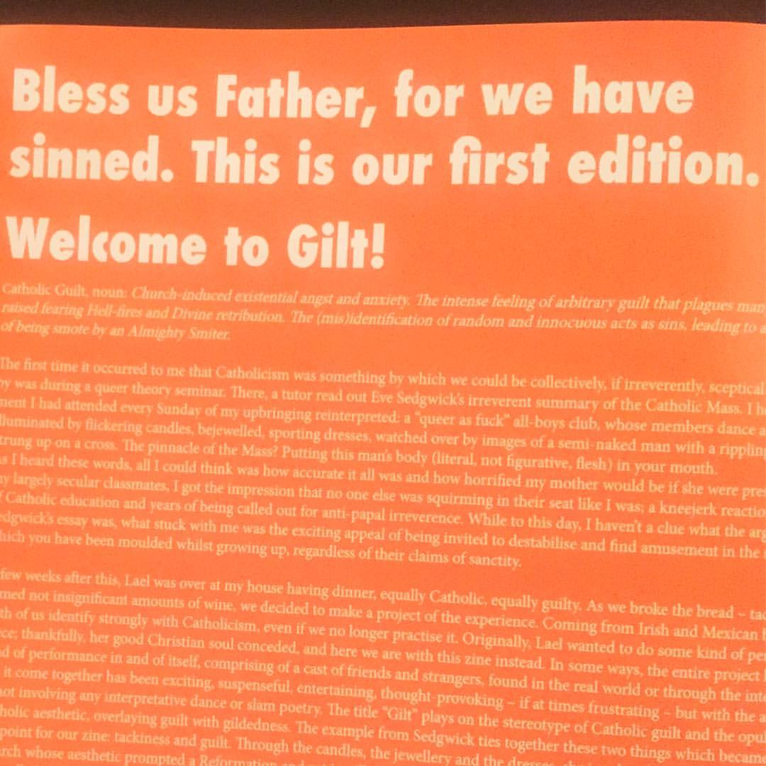 ConfessCollab's tweet photo. On Saturday we're collaborating with (Catholic) Gilt Zine who will be selling their zines on our bar for a fiver. You can also pick up their zines @HousmansBooks &amp; @feministlibrary Remember to get your tickets online for @TheCryptGallery £6 on the door https://t.co/MEut9O1rW0 https://t.co/axRYRawTQj