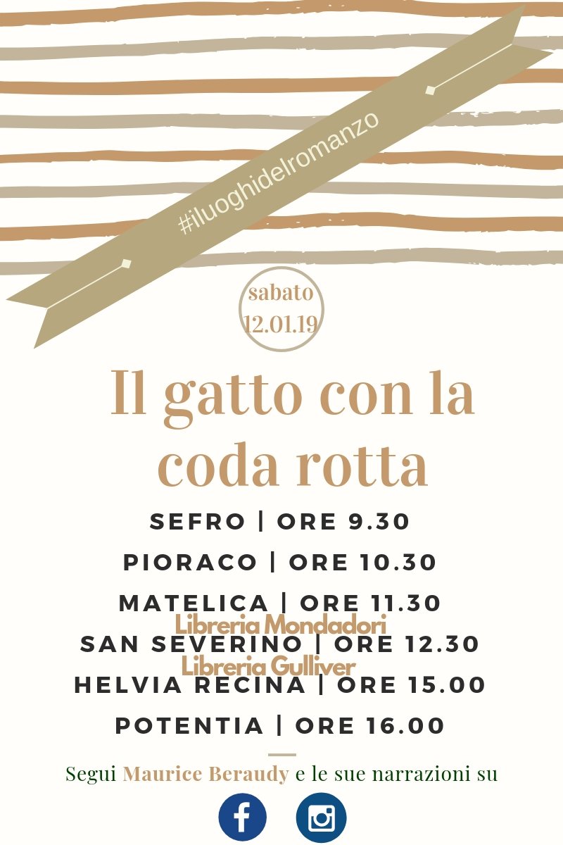 #iluoghidelromanzo sabato 12 gennaio vedrà protagonista #MauriceBeraudy e tutti i lettori di #romanzo storici. Sarà un tour nei luoghi che lo hanno ispirato. <a href="/marchenotizie/">marchenotizie.net</a> <a href="/MarcheEventi/">MarcheEventi.it</a> <a href="/MarcheTourism/">Marche Tourism</a> @TgrMarche <a href="/RaiLetteratura/">Rai Letteratura</a> @bgrmarche <a href="/mcracconta/">Macerata Racconta</a> <a href="/maceratanotizie/">Macerata Notizie</a>