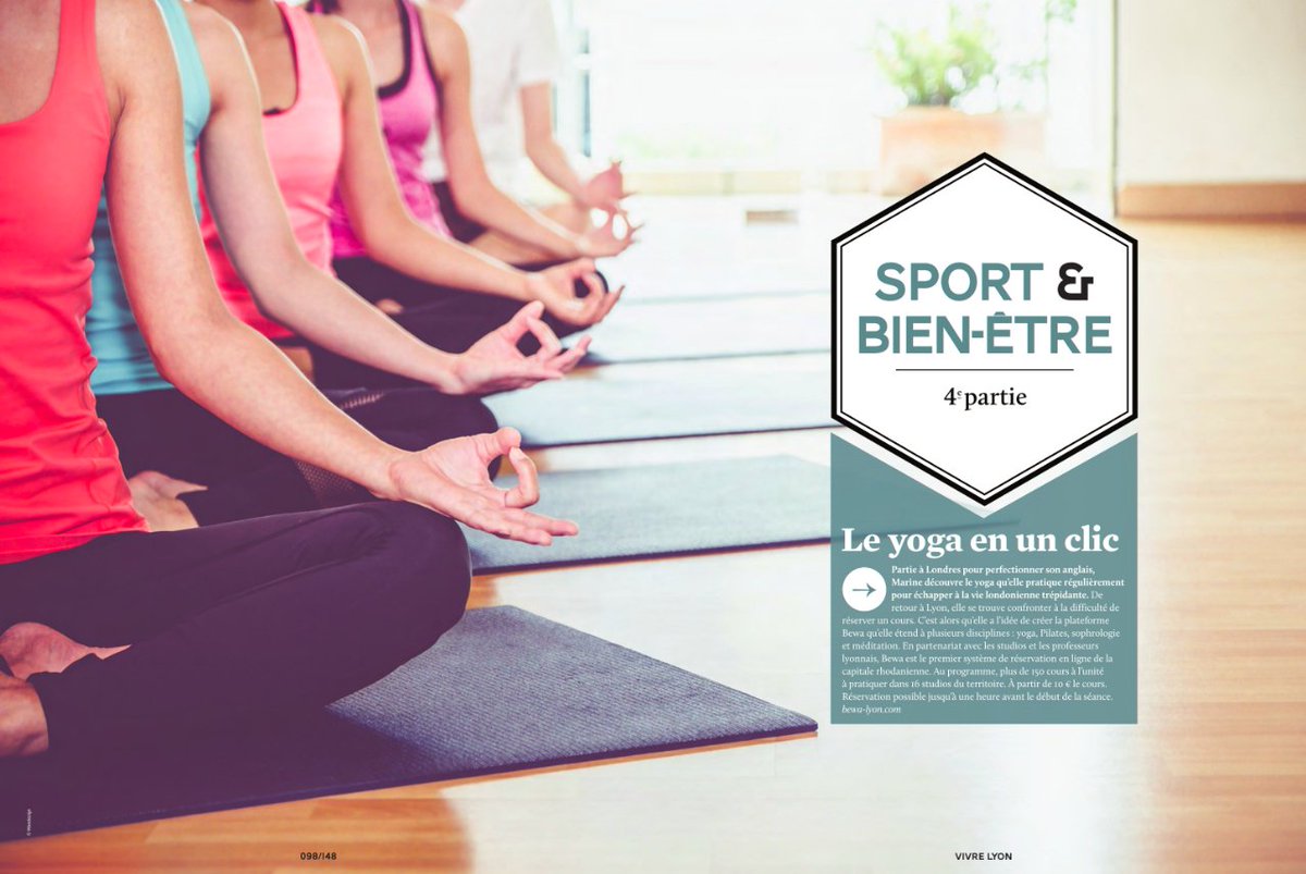 Le yoga en un clic ? Oui c'est possible avec bewa. ! Article à lire dans la magazine 100% lyonnais @VivreLyon ! [merci 😍] #yoga #pilates #Lyon #Lyonnais #BienEtre #vivrelyon
