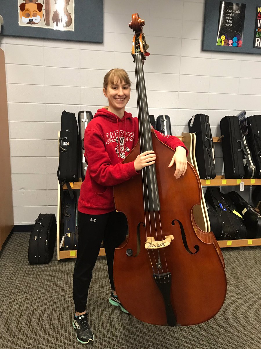 BCHSOrchestra's tweet photo. Turns out BC Chamber Orchestra has a bass prodigy... Hannah Sternberg’s jazz combo (through the WI Conservatory of Music) was accepted into the Charles Mingus Competition in NYC!! @BCHS_SDE #charlesmingus #bassqueen https://t.co/gEN9Vfjd9r