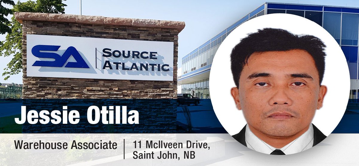 SourceAtlantic's tweet image. Meet Jessie Otilla! Jessie is a Warehouse Associate based out of our Welding Products &amp;amp; Services Division in Saint John, NB. Originating from the Philippines, Jessie migrated to Canada over a year ago where he began working for Source Atlantic. #KnowYourSource #SourceAtlantic
