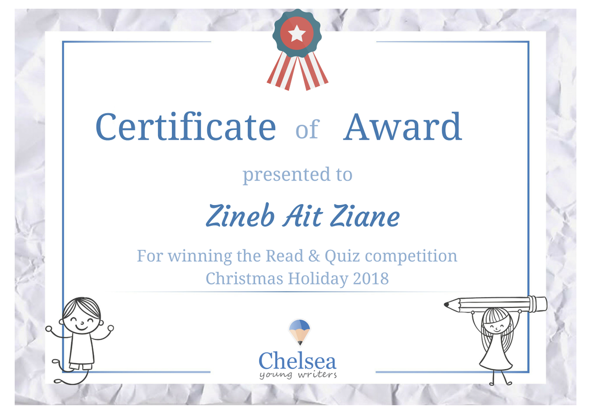 Chelseayoungwriters On Twitter Thx To All Who Sent Their Readandquiz Entries Over The Holidays Congratulations To Zineb Ait Ziane Year 7 On Winning The Xmas Holiday 2018 Read Quiz Competition Based