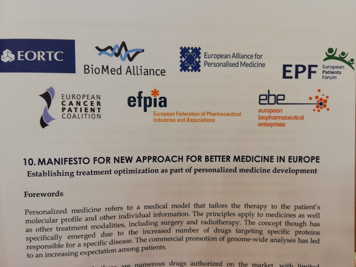 Denis LACOMBE: 'Launching a MANIFESTO FOR NEW APPROACH FOR BETTER MEDICINE IN EUROPE - Establishing treatment optimization as part of personalized medicine development.' #HealthSTOA #PresisionMedicine #TreatmentOptimization @EORTC