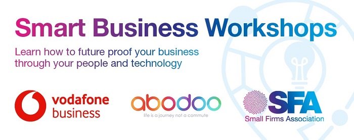 SFA_Irl's tweet photo. Learn how to future proof your business at our Smart Business Workshops with @VodafoneIEbiz and @abodoojobs in Drogheda, Gorey, Galway, Cork and Limerick. Book now https://t.co/mLtveGq9LT https://t.co/JNDTX5mwXq