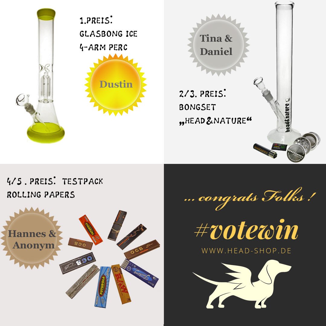headnature's tweet photo. https://t.co/LJDYo2nUvH
Congrate to all winners and many thanks to all the other who took part in the game. Check out our current raffle ...
#votewin #headnature #headshop #win #gewinnspiel #raffle #bong #gewinnen #preise #preisausschreiben https://t.co/yplQO8Z4h3
