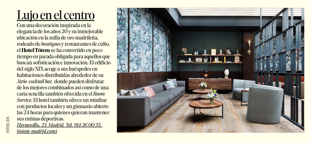 "Lujo en el centro", el nuevo artículo de Yo Dona dedicado a TÓTEM Madrid.