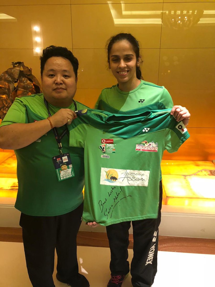 NSaina's tweet photo. Team @NEShuttlers 👍👍 for the @PBLIndiaLive ☺️ https://t.co/eOP6NxdLQM