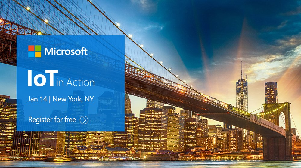 Accelerate the development of your #IoT business &amp; retail solutions when you take part in the free #IoTinActionMS event in New York. Come here me speak on January 14. ms.spr.ly/6010TB3Y4