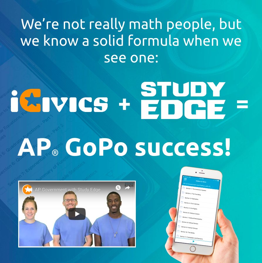 icivics's tweet image. iCivics is excited to partner with Study Edge to bring you an online, on-demand study course to help you help your students prepare for the newly-designed AP® U.S. Government and Politics exam. Visit  icivics.org/partner-servic… to learn more. 

#sschat #APUSH #APGOV