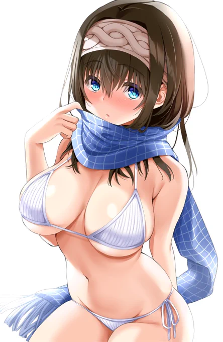 描き初めの水着マフラー文香です 