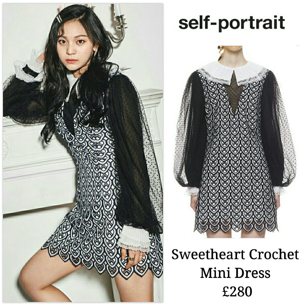 self portrait sweetheart crochet midi dress